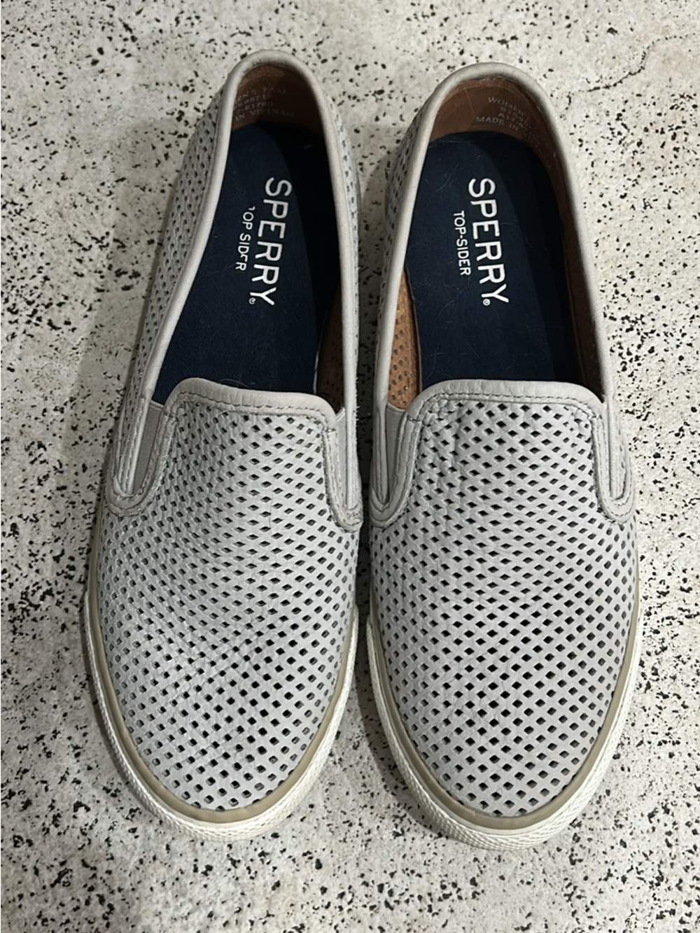 Sperry Light Gray Perforated Slip-On Loafers